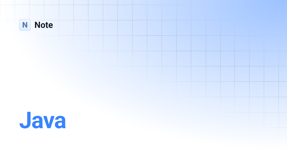 Java | Note